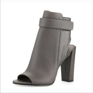 VINCE Brigham Booties in Gray Open Toe Leather Size 9
